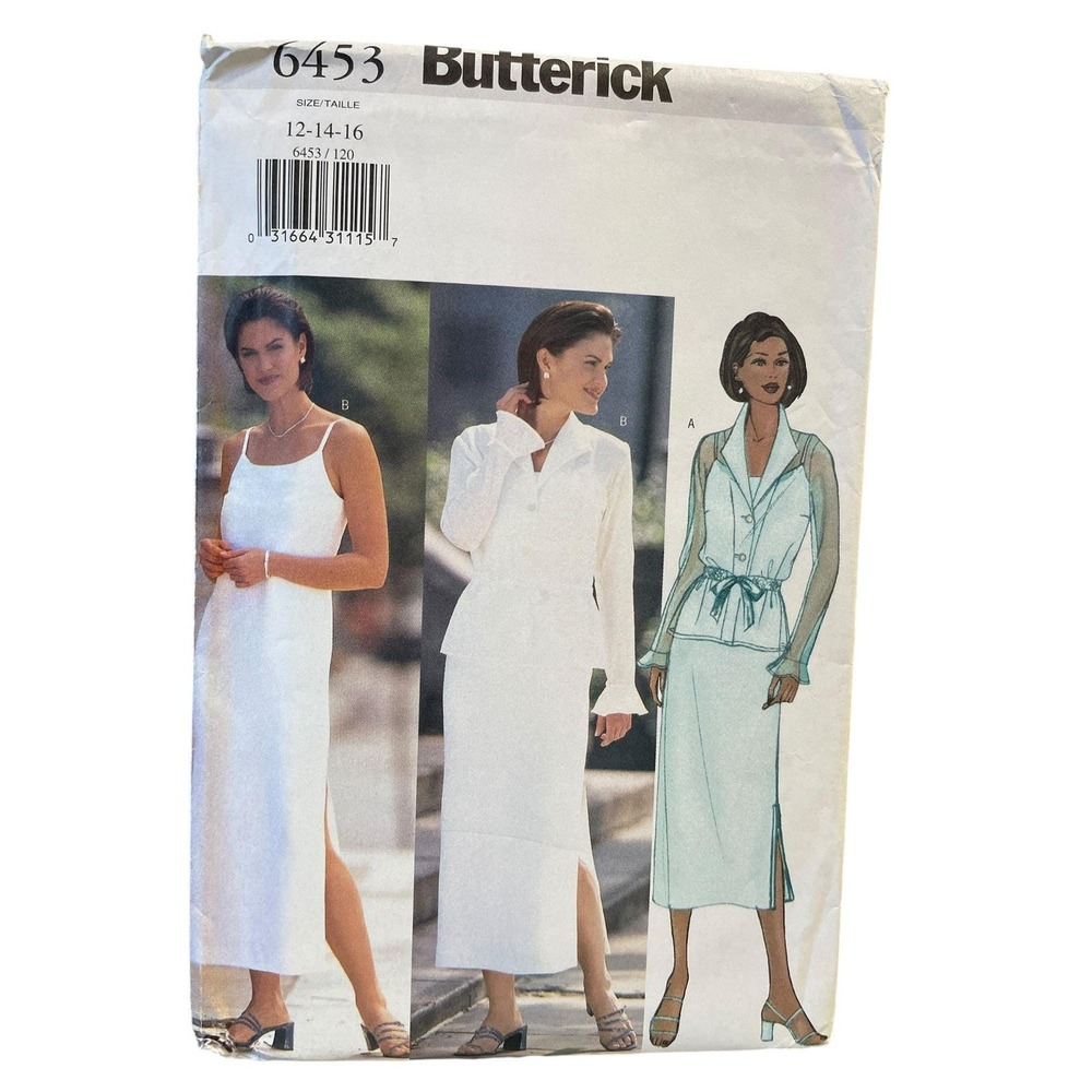 Butterick Sewing Pattern 6453 Top Dress Misses 12-16 Uncut FF Petite 90s Style